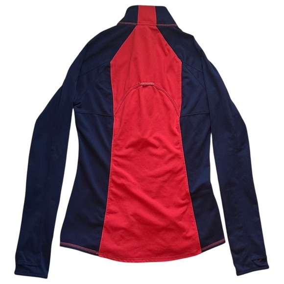 Athleta Running Wild Colorblock Long Sleeve Half Zip Pullover Red/Navy Small - Picture 2 of 6